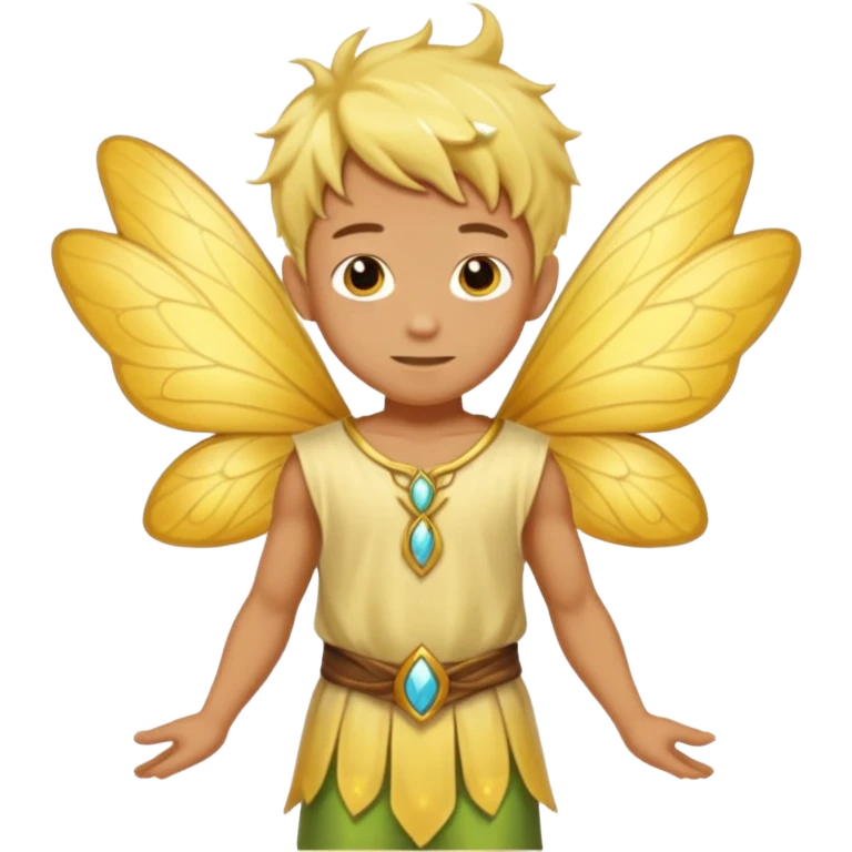 yellow male fairy, tan skin emoji