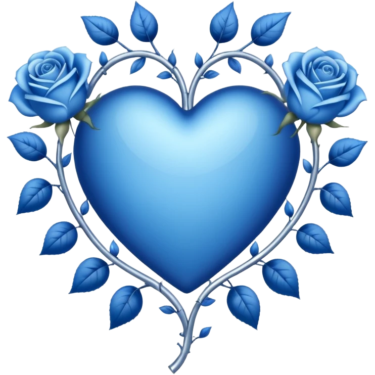 heart shape silver vine with blue roses border emoji