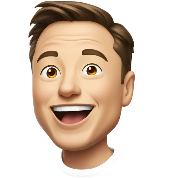 Elon musk sticking his tongue out with a happy expression. Photorealistic, follows the prompt one to one. well made emoji