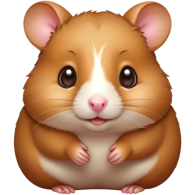 Cinematic Cute Brown Hamster Portrait Emoji, Head tilted playfully and inquisitively, featuring a glossy, rich brown fur with a delicate sheen, round, sparkling dark eyes filled with curiosity, Simplified yet irresistibly adorable features, highly detailed, glowing with a warm, friendly glow, high shine, affectionate and lively, stylized with a touch of whimsy, bright and endearing, soft glowing outline, capturing the essence of a mischievous yet loving hamster, so playful it feels like it could dash out of the screen and into your arms! emoji