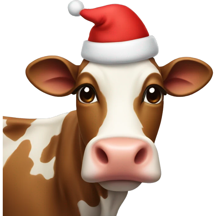 Cow with Christmas hat emoji