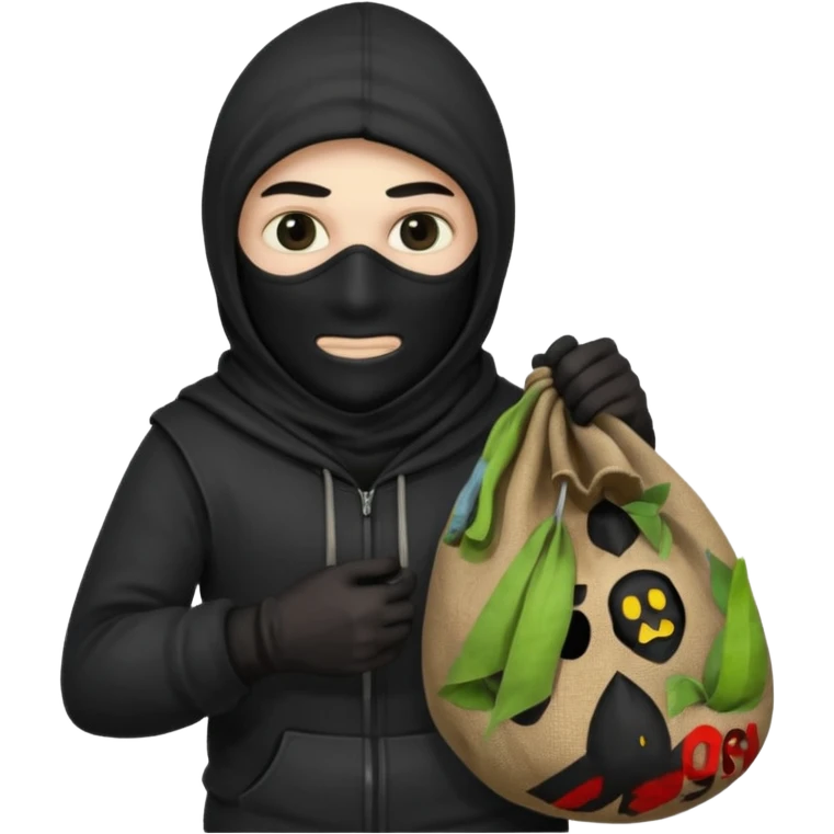 Thief in black mask holding sack emoji