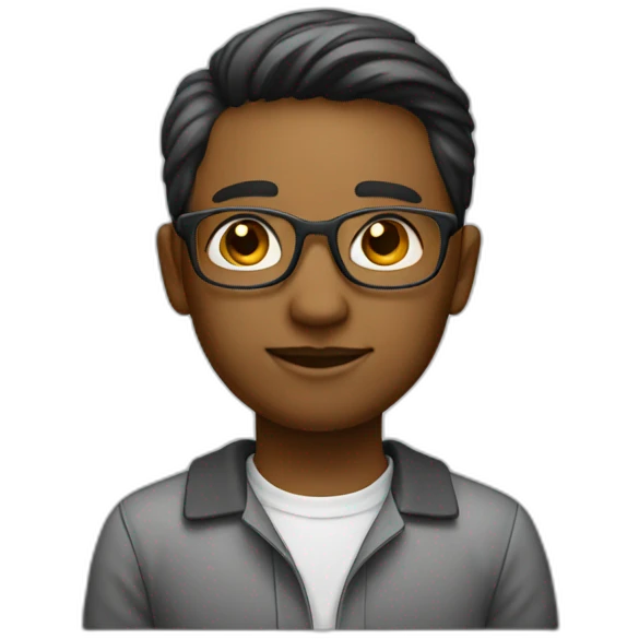 young cool academic designer working on Apple laptop no glasses wearing teacher attire emoji