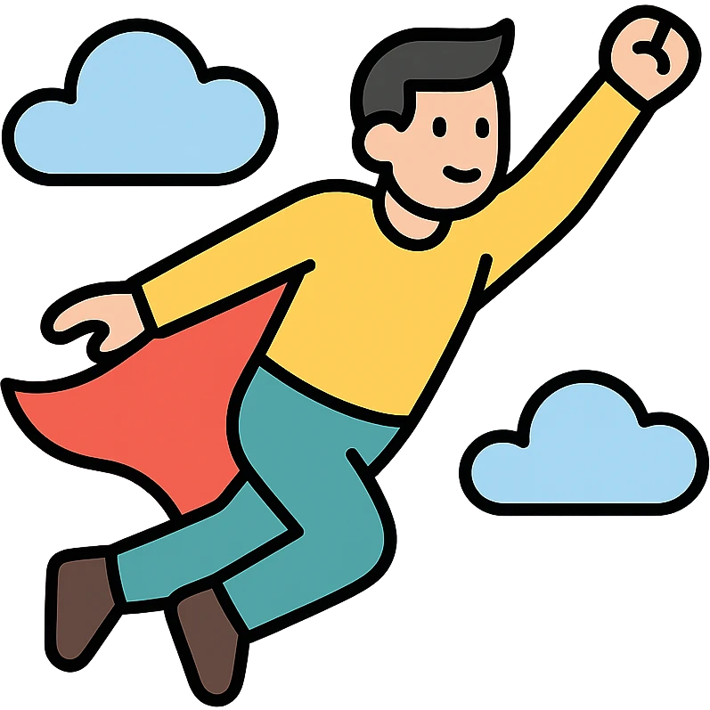 man flying in the clouds, colored icon emoji