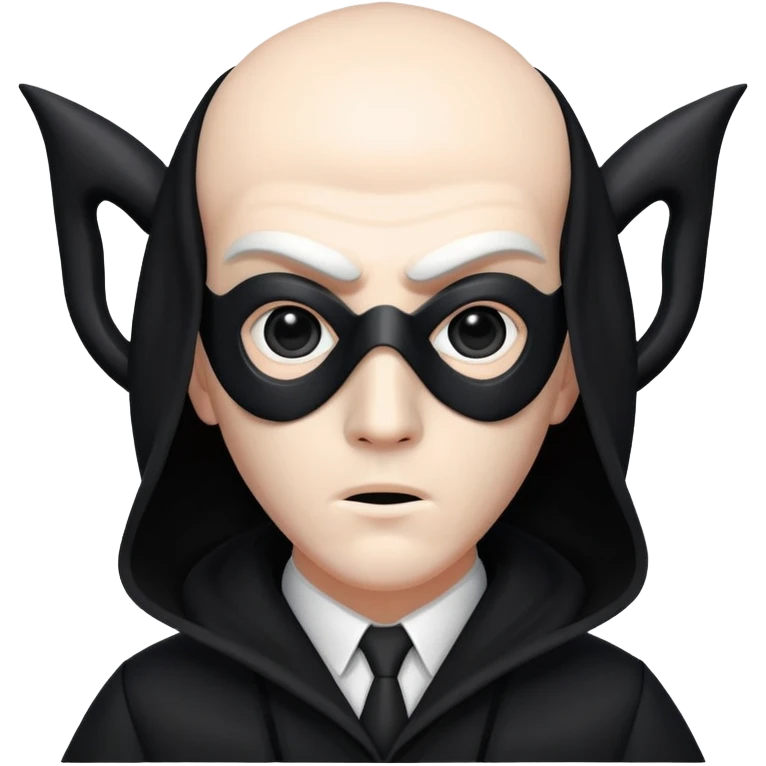 Squid Game Front Man with black geometric mask and black coat emoji
