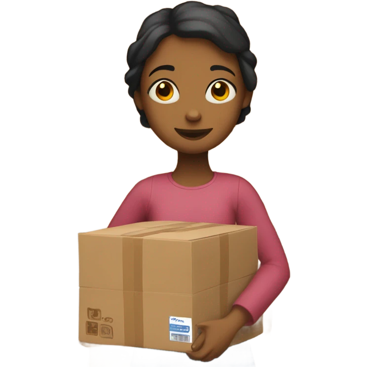 Girl carrying cardboard boxes emoji