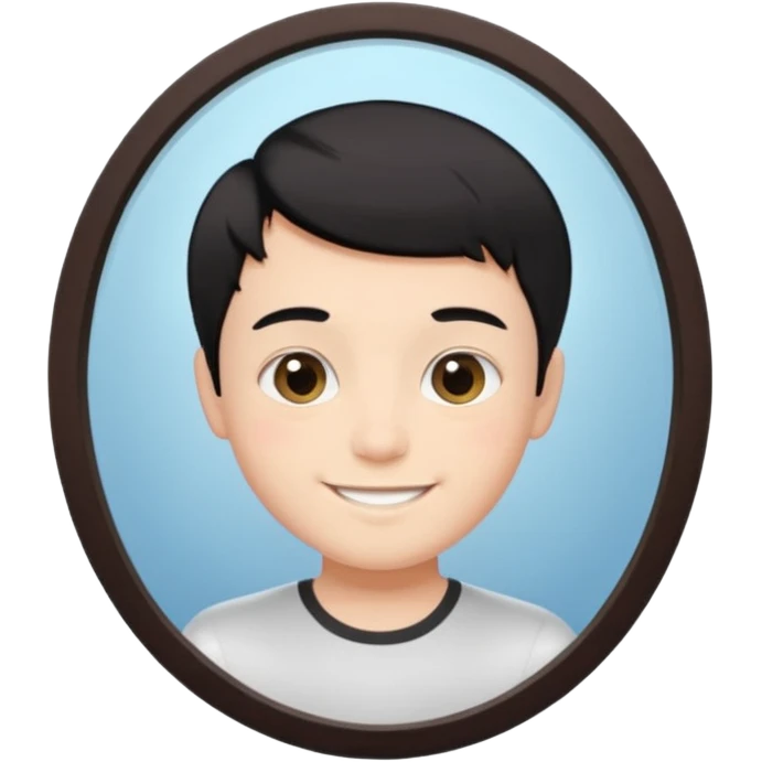 generate a pretty bratz fair skinned boy with short black hair taking a mirror selfie emoji