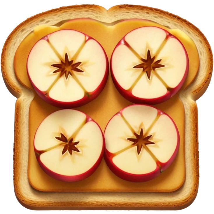 toast with apple slices on top, classic emoji style, simple and bold, no text emoji