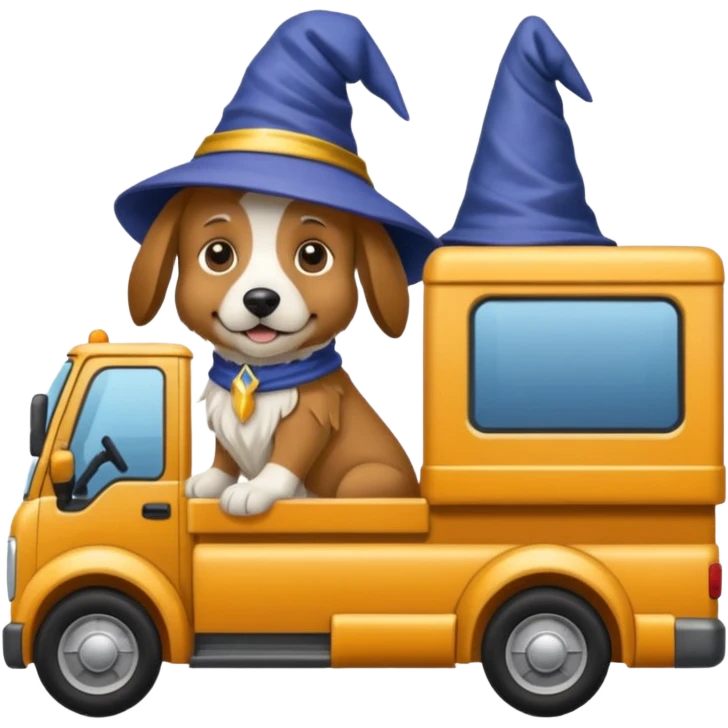 Doggie wizard is driving a lorry 🚛 emoji