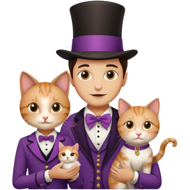 magician couple and their pet cat emoji