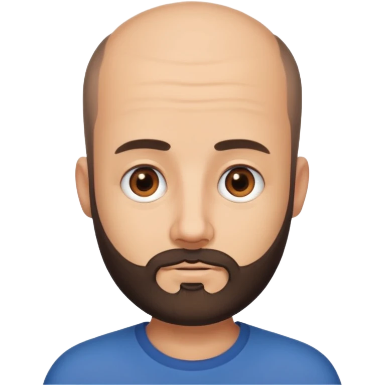 semi balding man with super short hair and has a beard. dark brown eyes and brown beard  emoji