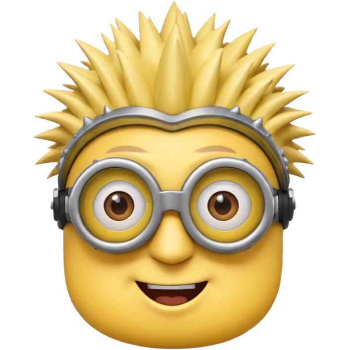 Minion emoji with a round head like normal emojis and a smurk like this emoji but a minion so basically that emoji with the goggles and the hair and not a funny head shape 😏 it should look like an actual minion not a human with African braids and a female minion  emoji