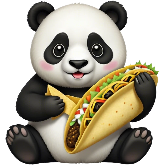 A panda eating a taco emoji