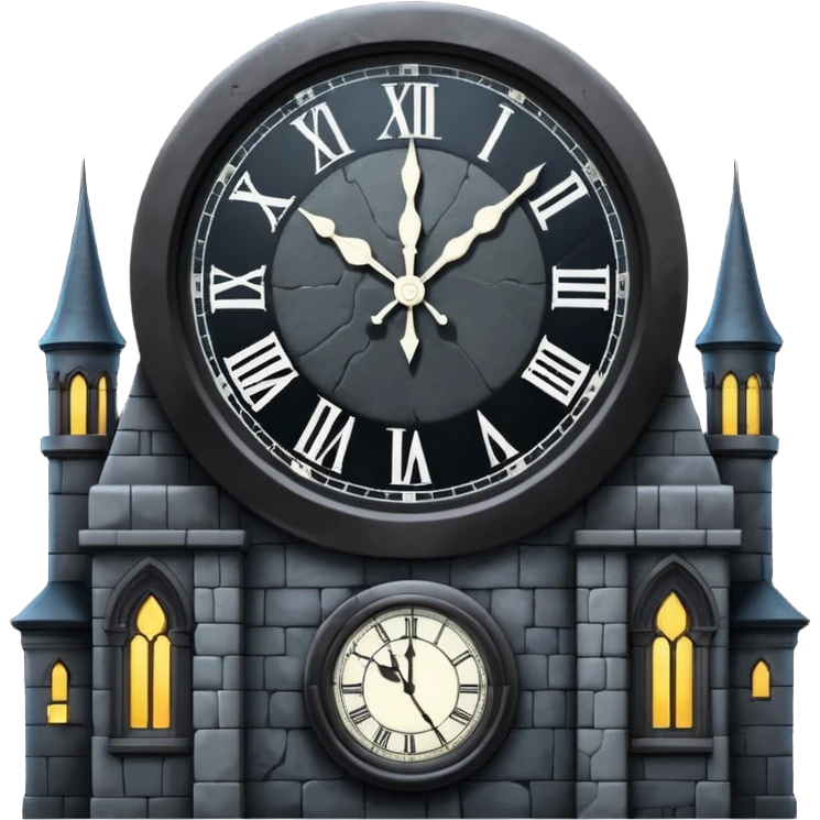 tower with giant circular clock face, hands glowing at midnight
 emoji