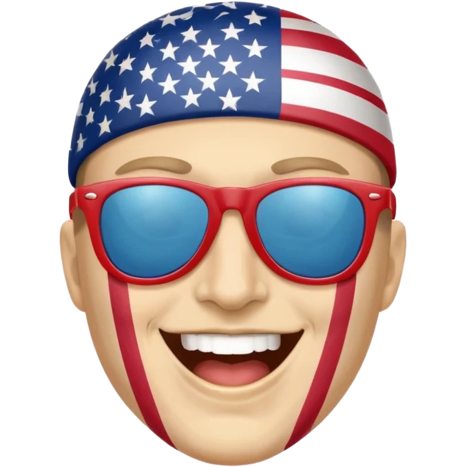 happy courtyhuman with flag of USA on face as skin all way on the face not behind and sunglasses emoji