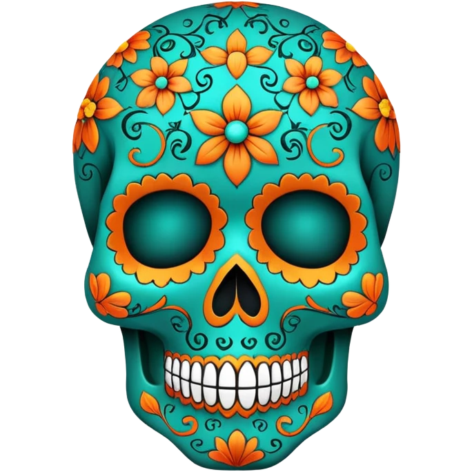 teal and orange sugar skull emoji