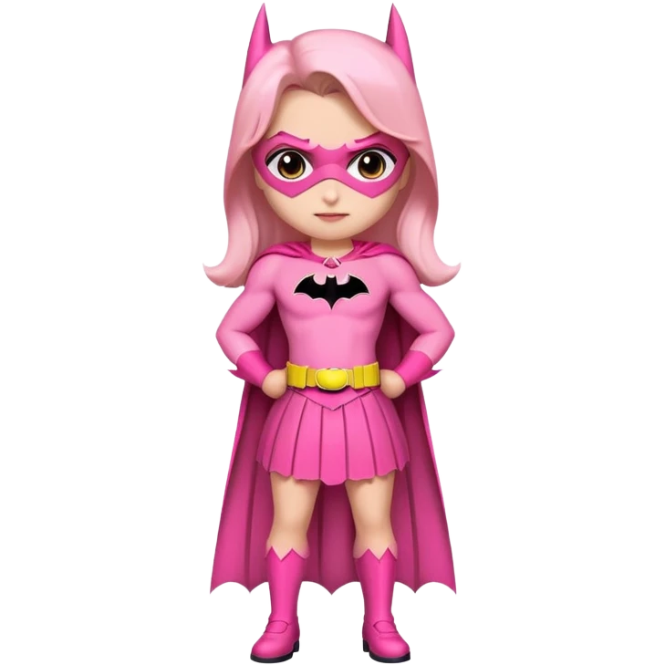 Batman wearing a pink outfit and pink skirt emoji