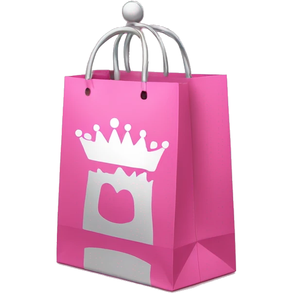 same shopping bag pink with silver crown in front emoji