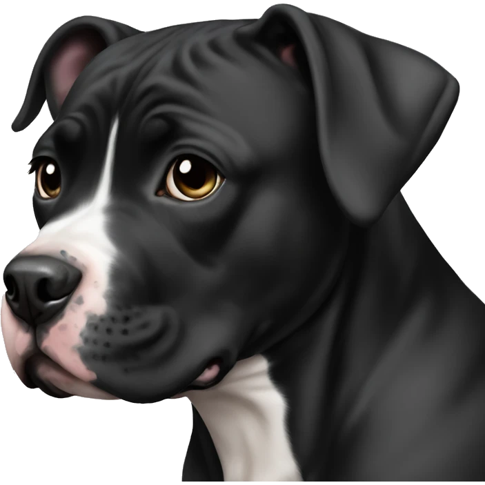 black pitbull female that has a black face with white chest wearing pearls emoji