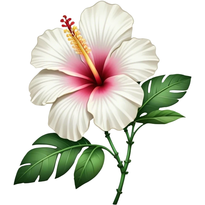 single white Hawaiian hibiscus, straight stem emoji