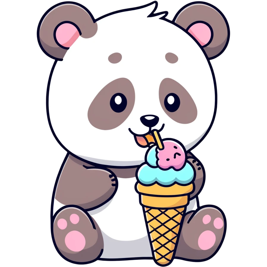 Panda eating ice cream emoji