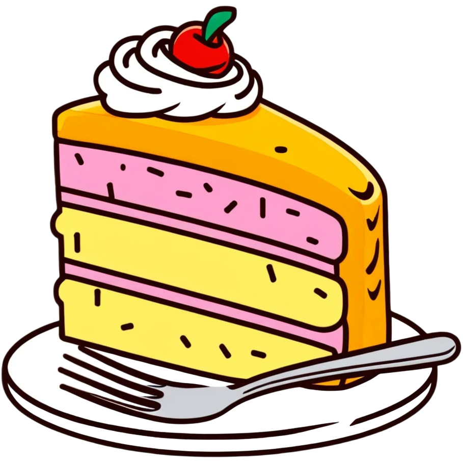 half-eaten cake with crumbs around it and a fork nearby emoji