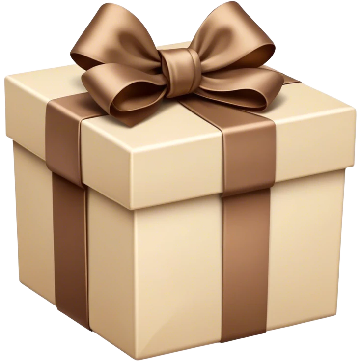 beige GIFTBOX with brown vintage satin bow emoji