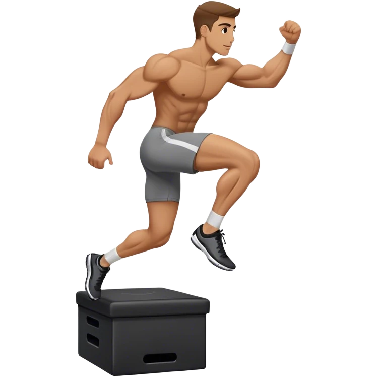 man jump onto plyo-box side-view emoji