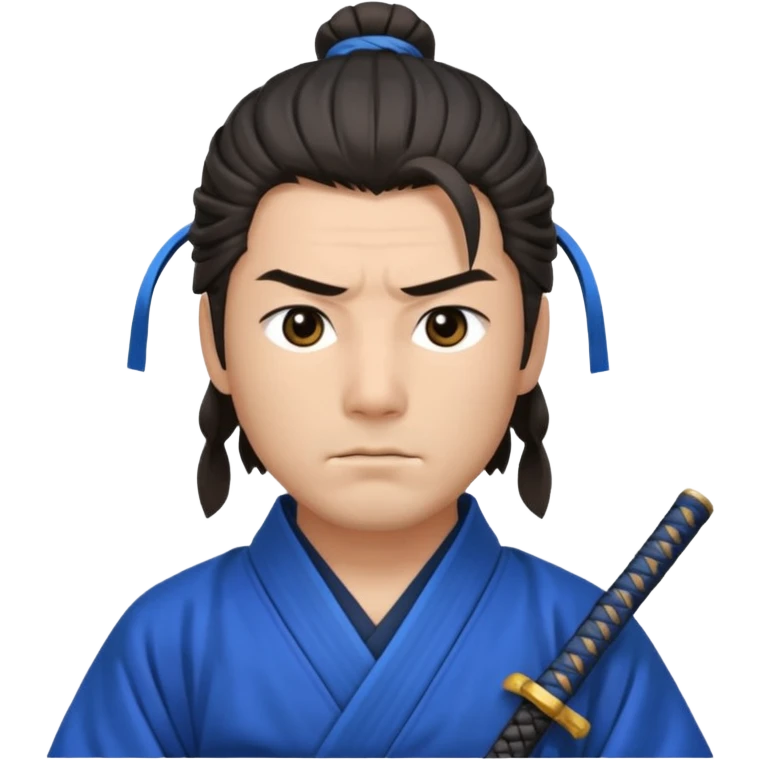 A calm samurai with tied hair, blue robes, and peaceful but deadly focus.
 emoji