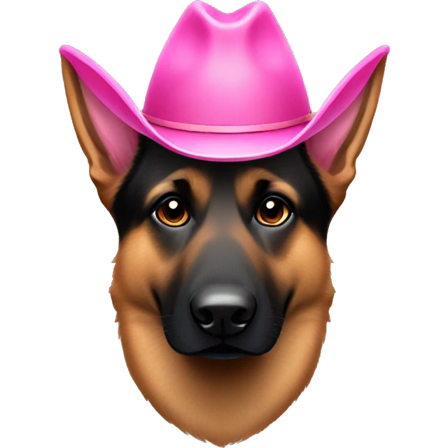 Dark German shepherd pink cowboy hat emoji