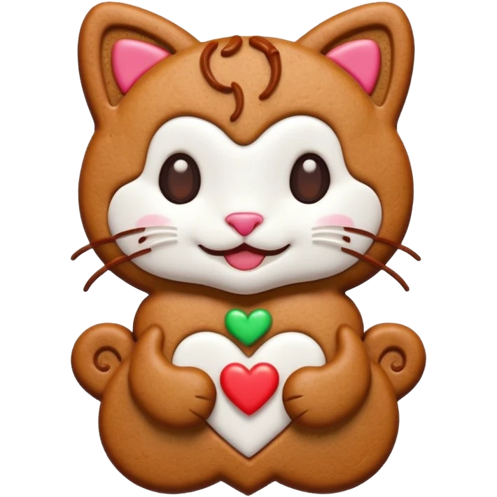 heart gingerbread kitty emoji