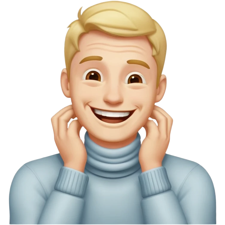 Guy laughing with his hands on his neck  emoji