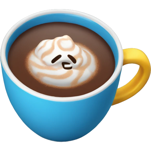 hot cacao in a blue cup emoji