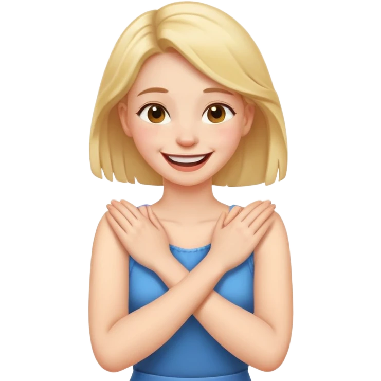 Arms crossed holding neck laughing girl emoji