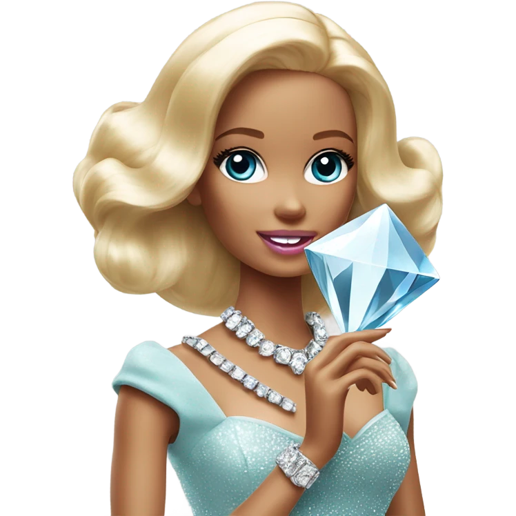 barbie doll holding a big diamond emoji