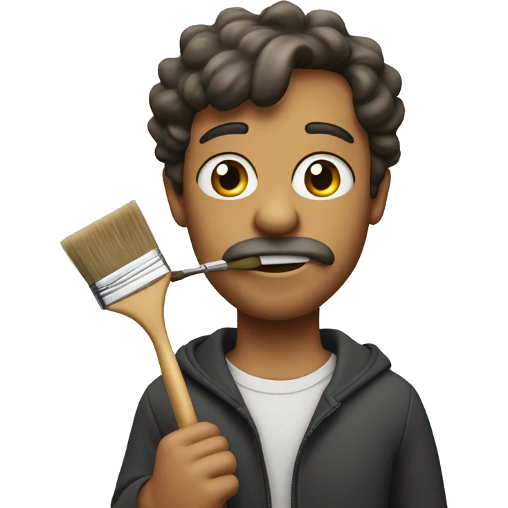 A high-strung man with a brush in his mouth emoji