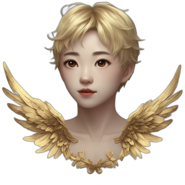 Bare belly, Wings, Choker, Colorless garden, Bathed in shadows, FOV 90 degrees, short lighting, L USM, Cold Colors, gilded technique, taiji, extremely hyper aesthetic, absurdres emoji