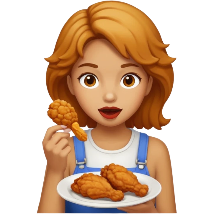 Create me a girl eating fried chicken emoji