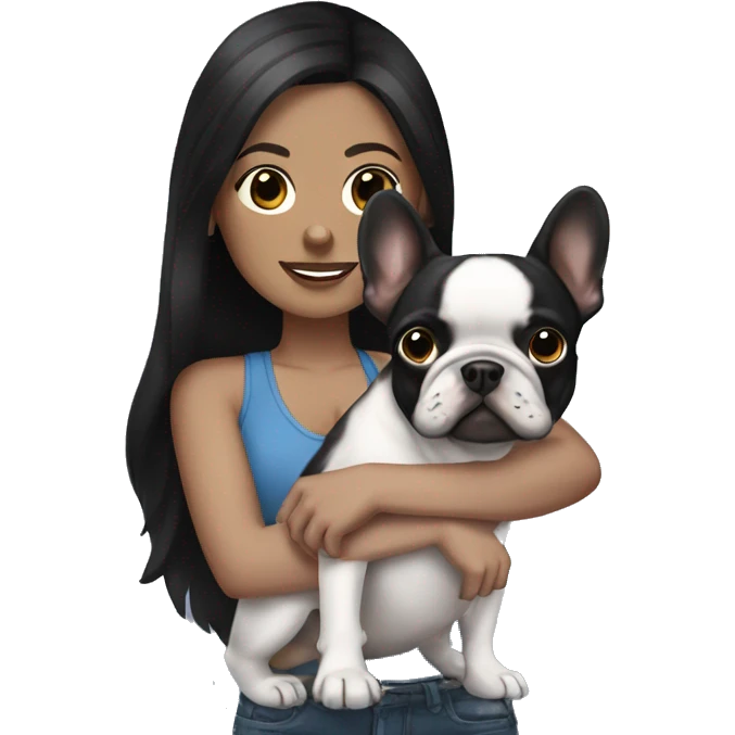 white brunette  with black frenchie emoji