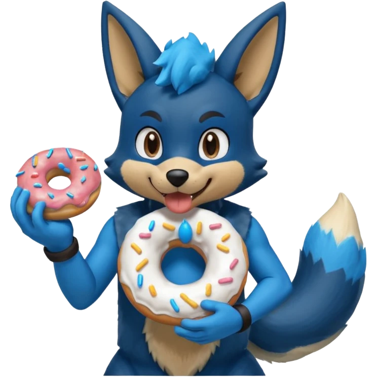 Lucario eating a sugary donut emoji