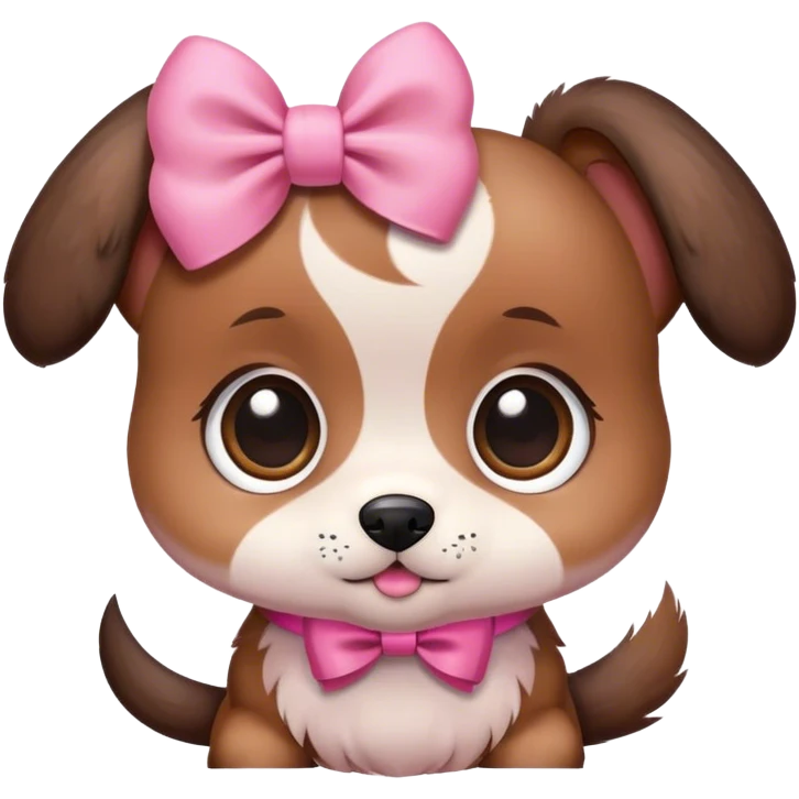 small puppy with big eyes and pink bow emoji