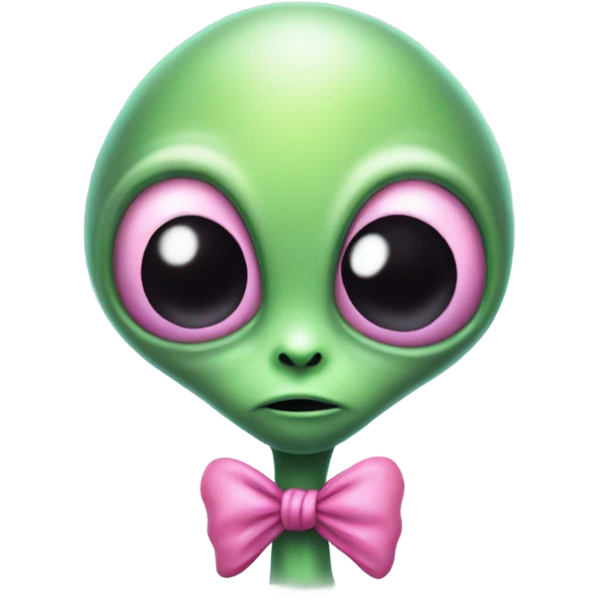 Alien with pink bow emoji
