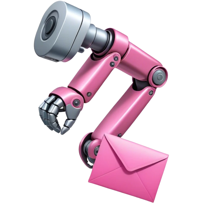 intense pink robotic arm holding email envelope emoji