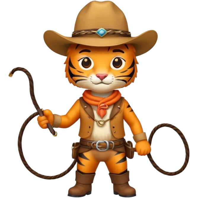Tiger cowboy with hat and lasso emoji