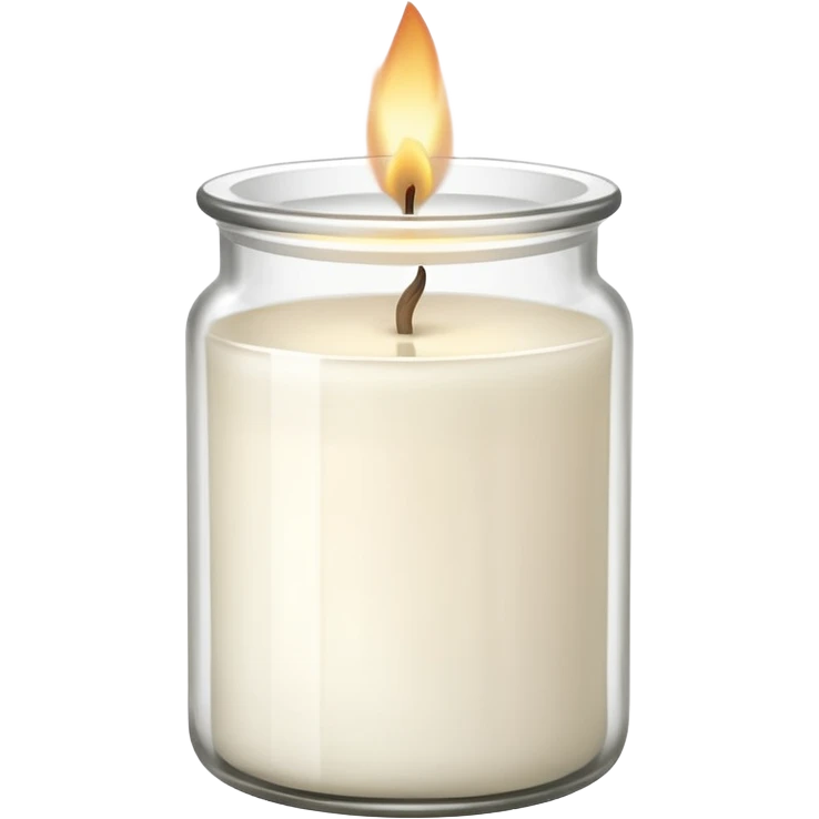 ultra minimal icon of a cream-white candle in a simple glass jar labeled “cotton”, three small flames, clean lines, soft neutral tones, modern elegant vector style, transparent background emoji