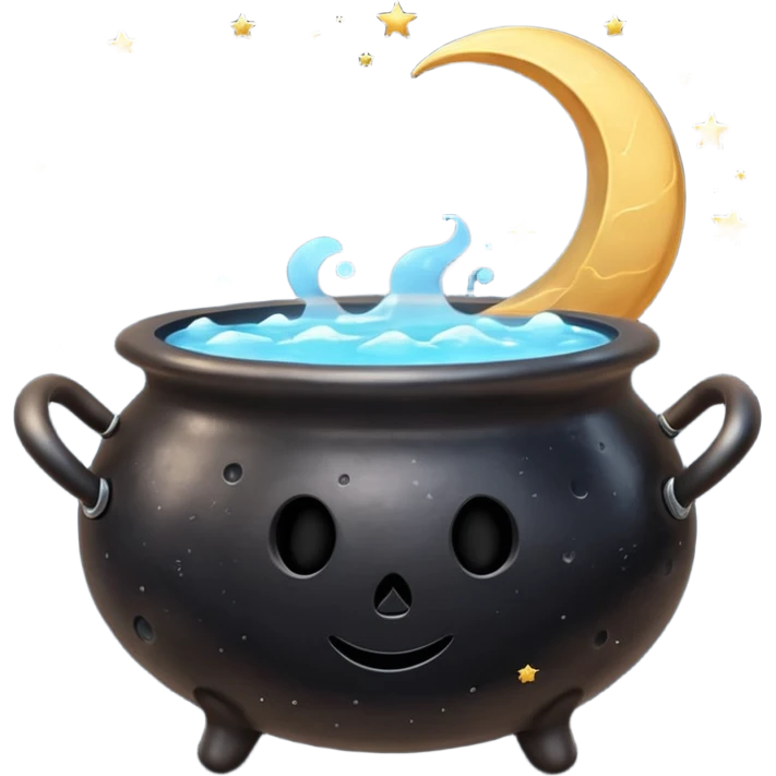 Cauldron with crescent moons and stars emoji