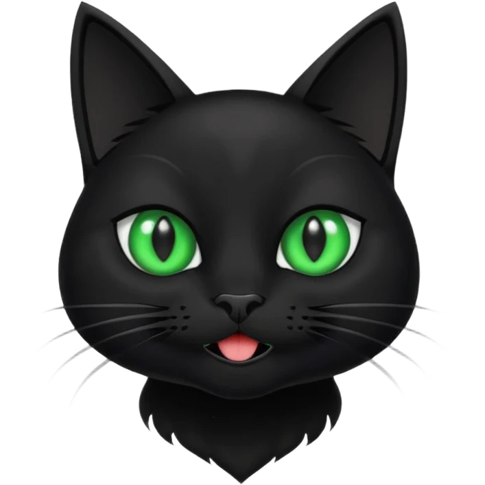 elegant black cat with a flat face and pointy tooth with stinky breath emoji