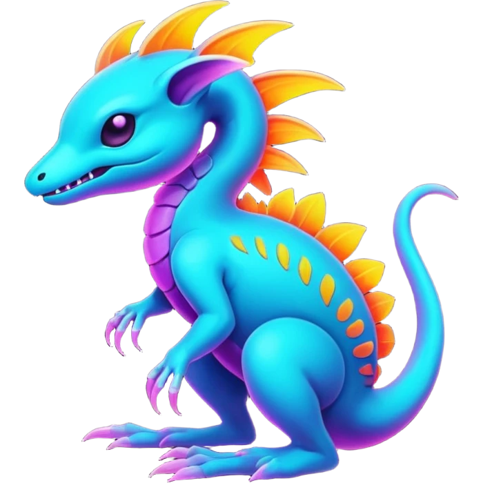 Exotic futuristic lush warm-colored neon Fakémon-Fionbri-creature emoji