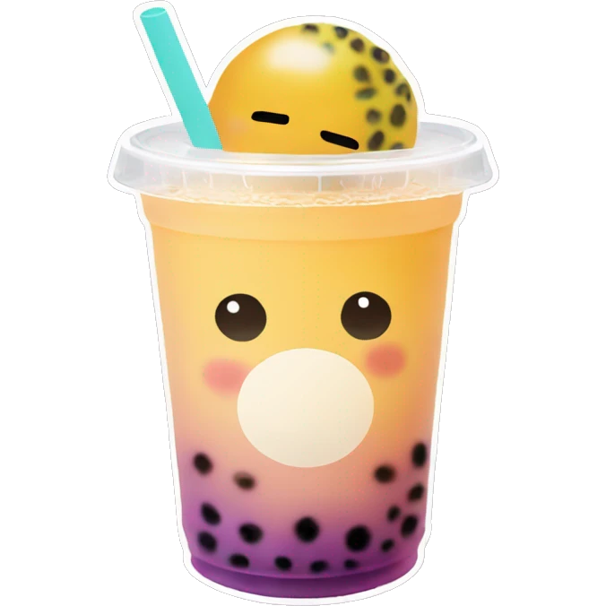 Aesthetic passion fruit bubble tea, no face emoji