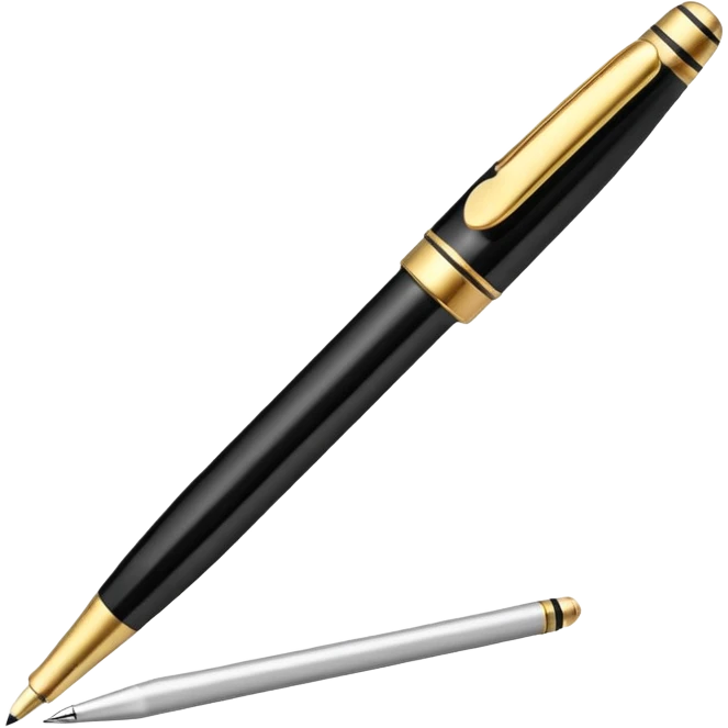 3D perspective academic premium golden luxury black pen emoji